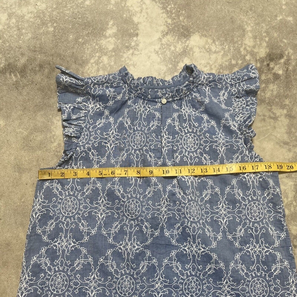 Ann Taylor Shirt Womens Size Small Blue‎ Chambray Ruffle Split Neck Shell - Picture 3 of 10